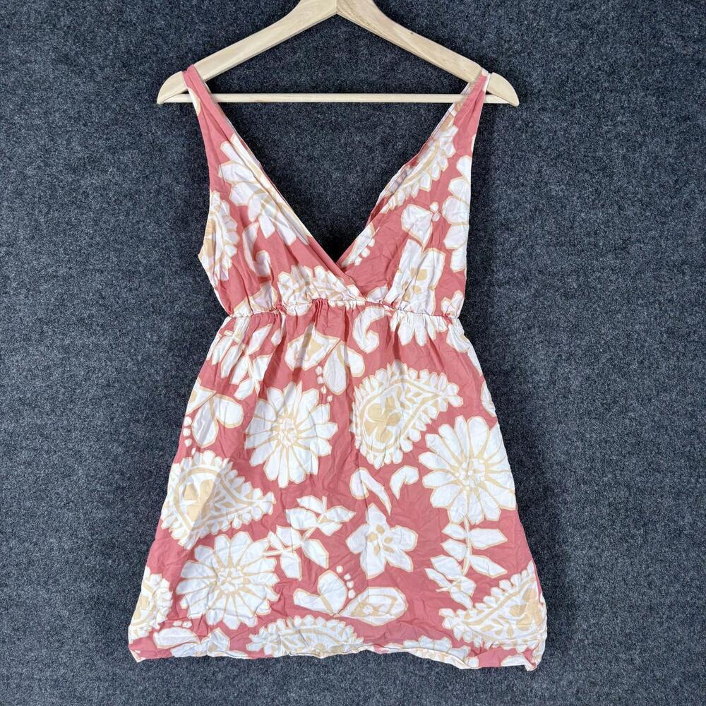 Old Navy Dress Women S Small Pink Floral Sheath Short V-Neck Sleeveless Cotton